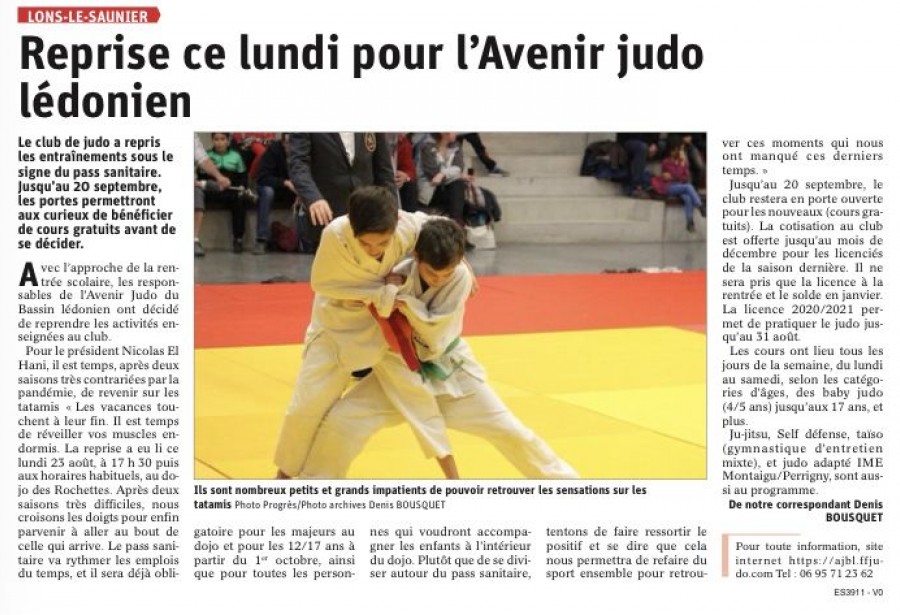 Article le Progrès du 24.08.2021