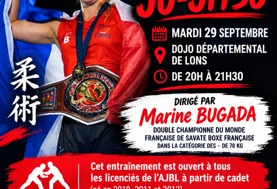Entraînement de Ju-Jitsu avec Marine BUGADA le 29/09/2026